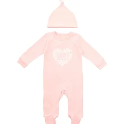 Online Baby Piger sovepose med knyttet hue sæt Pink Sæt|Træningsdragter Og Sæt