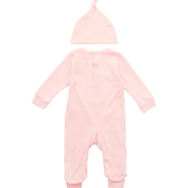 Online Baby Piger sovepose med knyttet hue sæt Pink Sæt|Træningsdragter Og Sæt
