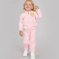 Sale Baby Piger Velour Hjerte Logo Træningsdragt Mandelblomst Træningsdragter Og Sæt
