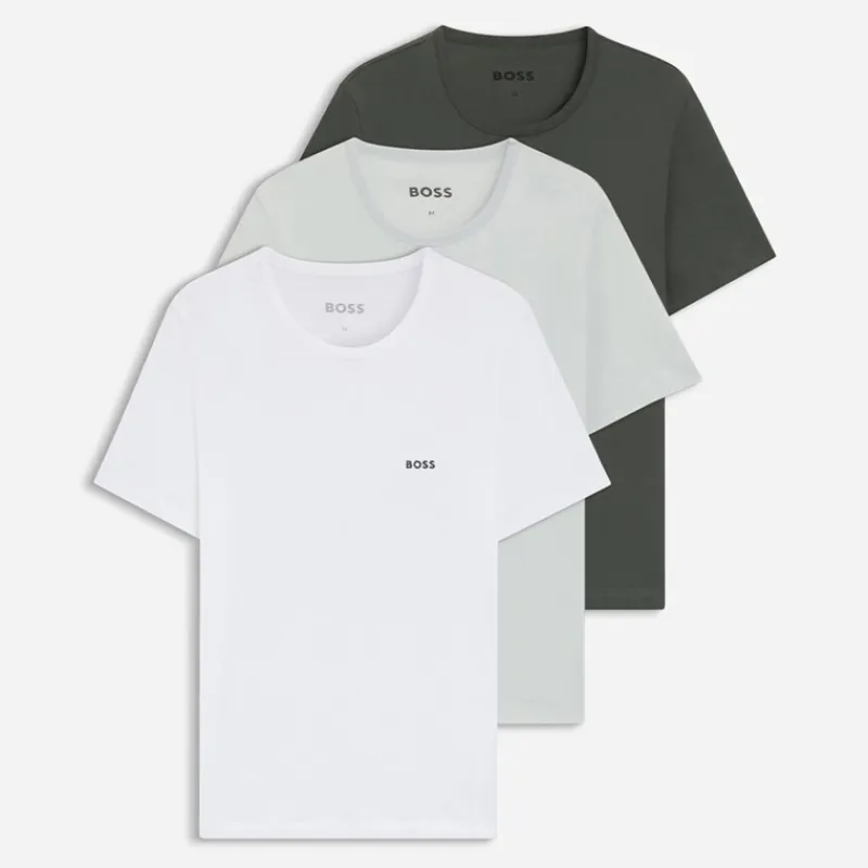 Best BOSS Herre Tre Pak T-Shirts Hvid/Light Grey/Charcoal T-Shirts, Poloer Og Skjorter·Multipakker|Multipakker·T-Shirts Og Undertrøjer