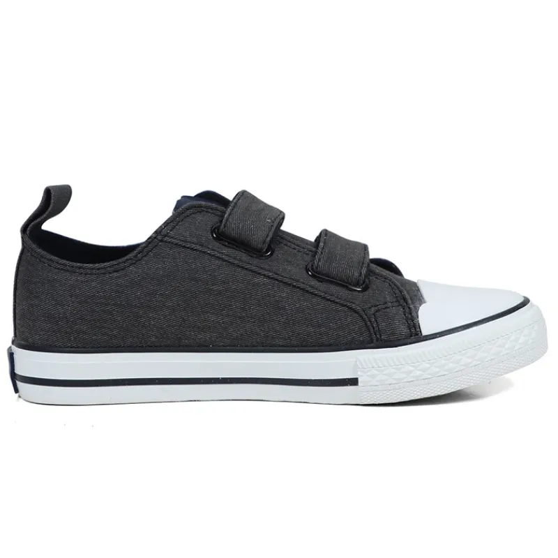 Hot Børn Houston Velcro IV Lærredgummisko Sort Sneakers|Sneakers