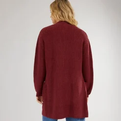 New Dame Asteria Cardigan Burgundy Dame Trøjer Og Cardigans·Cardigans|Overdele·Veste