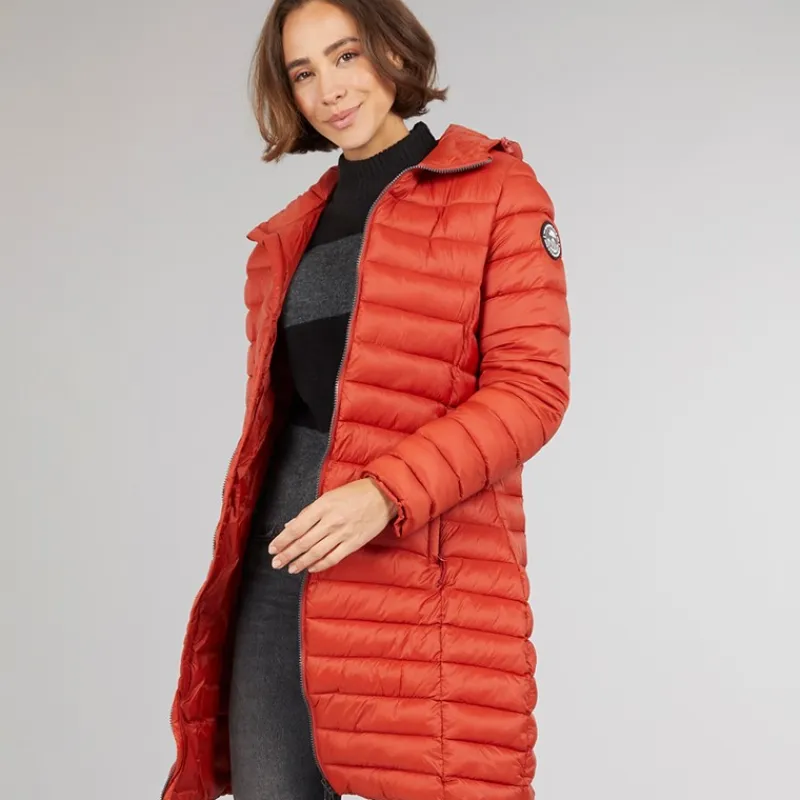Best Dame Briarlea Polstret Hætte Mellemlang Frakke Burnt Orange Dame Udendørs|Jakker Og Frakker·Jakker Og Frakker