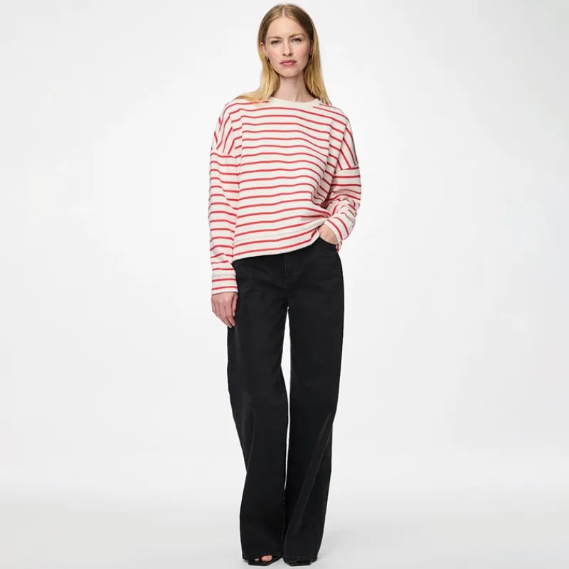 Best Dame Chili Striped Sweatshirts beige Dame Hættetrøjer Og Sweatshirts·Sweatshirts
