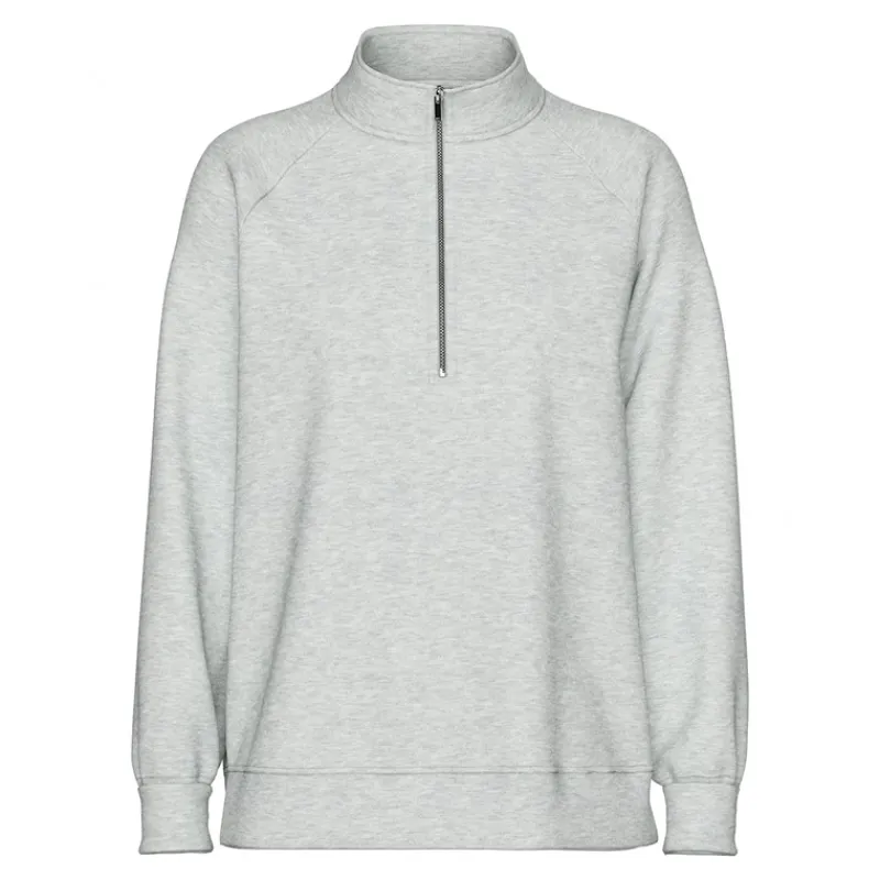 Hot Dame Chilli Halv lynlås sweatshirt Light Grey Melange Dame Hættetrøjer Og Sweatshirts·Sweatshirts