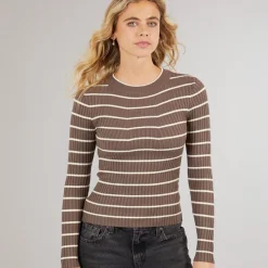 Hot Dame Crista O Hals Strikket Sweater Morel Dame Trøjer Og Cardigans·Trøjer|Overdele·Overdele