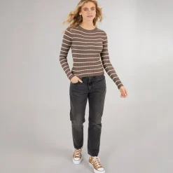 Hot Dame Crista O Hals Strikket Sweater Morel Dame Trøjer Og Cardigans·Trøjer|Overdele·Overdele