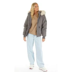 Online Dame Cropped Fur Parka Grå Dame Jakker Og Frakker·Jakker Og Frakker