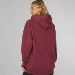 New Dame Dayla Oversized Hættetrøje Burgundy Dame Hættetrøjer Og Sweatshirts·Hættetrøjer