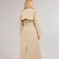New Dame Dicte X-Lang Trenchcoat Ecru Dame Jakker Og Frakker·Jakker Og Frakker