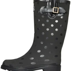 Clearance Dame Elena Pola Dot Print Wellington Gummistøvler Sort Dame Støvler|Støvler