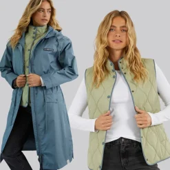 Hot Dame Eskdale 2-I-1 Jakke Marineblå / Grøn Dame Jakker Og Frakker·Jakker Og Frakker|Jakker Og Frakker·Lette Jakker
