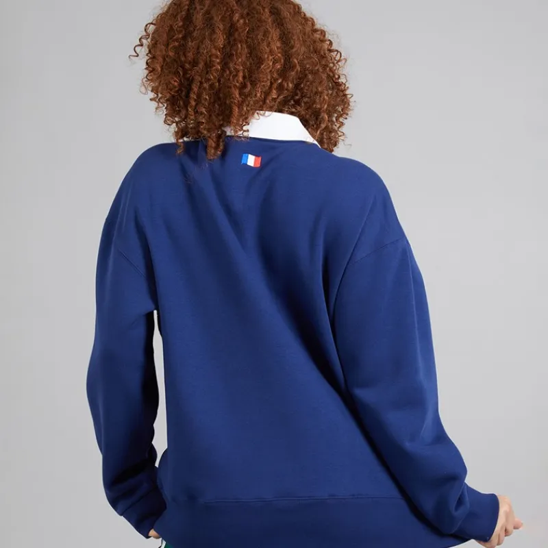Hot Dame FFC Frankrig Rugby Langærmet Sweatshirt Dark Blue/Hvid Dame Træning|Overdele