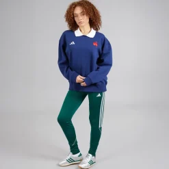 Hot Dame FFC Frankrig Rugby Langærmet Sweatshirt Dark Blue/Hvid Dame Træning|Overdele