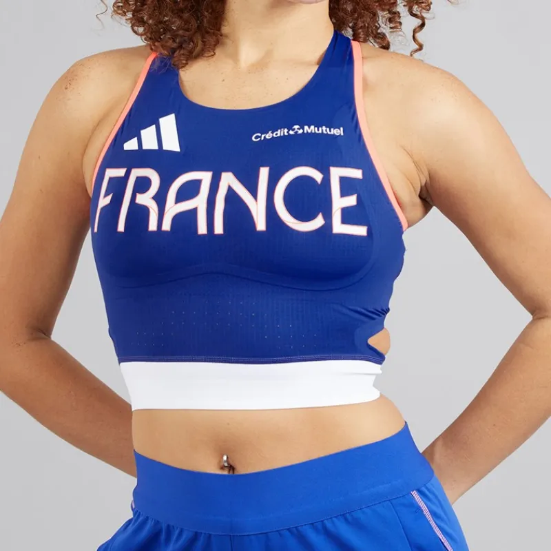Sale Dame FFR Team Frankrig Løbetop Semi Lucid Blue Dame Træning|Overdele