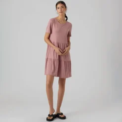 Hot Dame Filli Calia Kortærmet Mini Kjole Nostalgi Rose Dame Kjoler Og Nederdele·Kjoler
