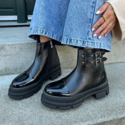 New Dame Follow The Way støvler 038 Black Patent Dame Støvler|Støvler