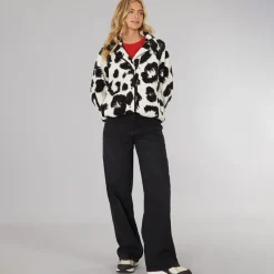 Online Dame Gorla Borg Fleece Vinter /​ Sort Leopard Dame Jakker Og Frakker·Fleecetøj|Hættetrøjer Og Sweatshirts·Fleecetøj