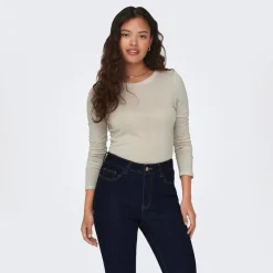 Hot Dame JDY Suma Uld Blandings Top Whitecap Grå Dame Overdele·Overdele