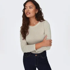 Hot Dame JDY Suma Uld Blandings Top Whitecap Grå Dame Overdele·Overdele