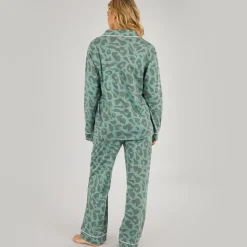 New Dame Korda Pyjamas Mørk Salvie Leopard Dame Undertøj, Sokker Og Nattøj·Nattøj