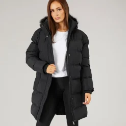 Online Dame Lang Lang Faux Fur Parka med Hætte Dame Jakker Og Frakker·Jakker Og Frakker