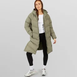 Online Dame lang split zoom puffer jakke Olive Dame Jakker Og Frakker·Jakker Og Frakker