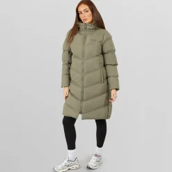 Online Dame lang split zoom puffer jakke Olive Dame Jakker Og Frakker·Jakker Og Frakker