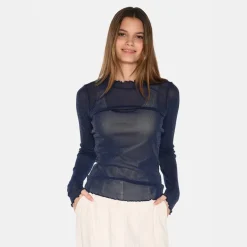 Discount Dame Markhild T-shirt 699 Navy Dame Overdele·Overdele