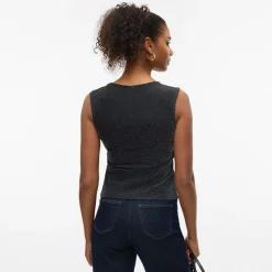 Online Dame Million Lurex Firkantet Hals Top Sort W Sølv Dame Overdele·Overdele
