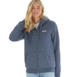 Dame Mintz Teddyforet Zip-gennem Trøje Marine Melange Dame Hættetrøjer Og Sweatshirts·Hættetrøjer|Jakker Og Frakker·Fleecetøj
