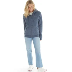 Dame Mintz Teddyforet Zip-gennem Trøje Marine Melange Dame Hættetrøjer Og Sweatshirts·Hættetrøjer|Jakker Og Frakker·Fleecetøj