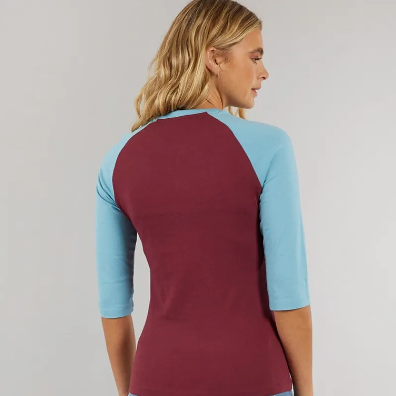Clearance Dame Morr 3 / 4 Ærme T - shirt Cordovan / Arctic Blå Dame Overdele·T-Shirts|Overdele·Overdele