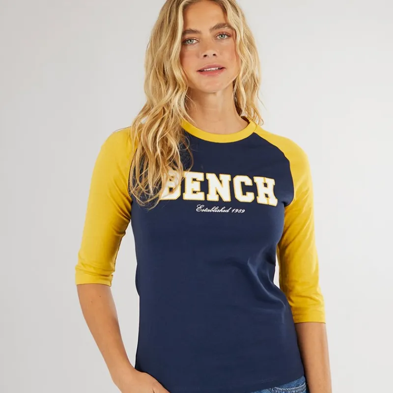 Sale Dame Morr 3/4 Ærme T-shirt Navy / Sennep Dame Overdele·T-Shirts|Overdele·Overdele