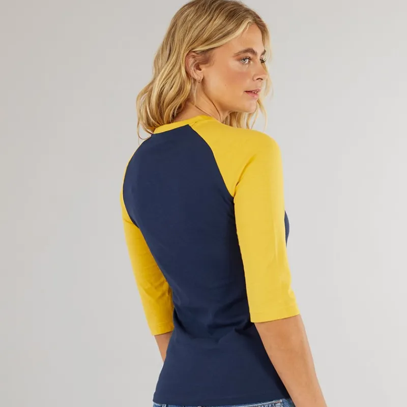 Sale Dame Morr 3/4 Ærme T-shirt Navy / Sennep Dame Overdele·T-Shirts|Overdele·Overdele