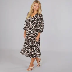 Best Dame Olivia Slå-om Midi Kjole Cloud Dancer Dame Kjoler Og Nederdele·Kjoler