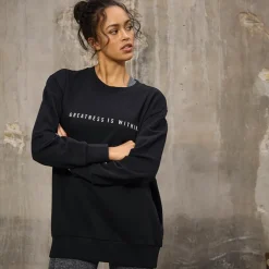 New Dame Oversized Crew Neck Sweatshirt Black Beauty Dame Hættetrøjer Og Sweatshirts·Sweatshirts