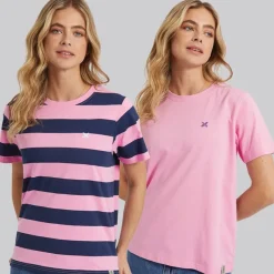 Best Dame Oxbow To-pak T-shirts Pink/​Navy Dame Multipakker·Overdele|Overdele·T-Shirts