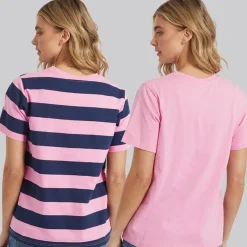 Best Dame Oxbow To-pak T-shirts Pink/​Navy Dame Multipakker·Overdele|Overdele·T-Shirts
