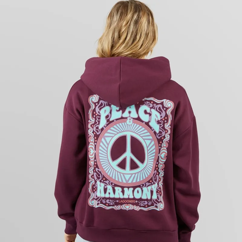 Best Dame Peace & Harmony Hættetrøje Blomme Dame Hættetrøjer Og Sweatshirts·Hættetrøjer
