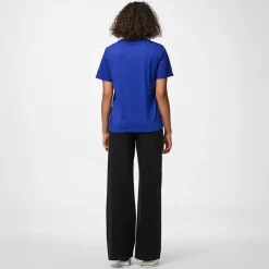 New Dame Ria fold op ensfarvet t shirt Mazarine Blue Dame Overdele·T-Shirts|Overdele·Overdele