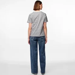 Clearance Dame Ria Stribet T-shirt Ultimate Grey Dame Overdele·T-Shirts|Overdele·Overdele