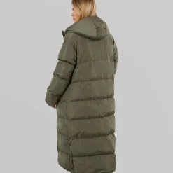 Online Dame Ryelle Maxi Lang Puffer Jakke Khaki Dame Jakker Og Frakker·Jakker Og Frakker