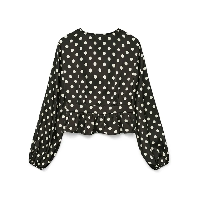 Discount Dame Savana Lang Ærme V-Hals Top Sort Dame Overdele·Overdele