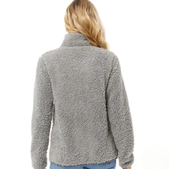 New Dame Sherpa Fleece Jakke Grå Dame Jakker Og Frakker·Fleecetøj|Hættetrøjer Og Sweatshirts·Fleecetøj