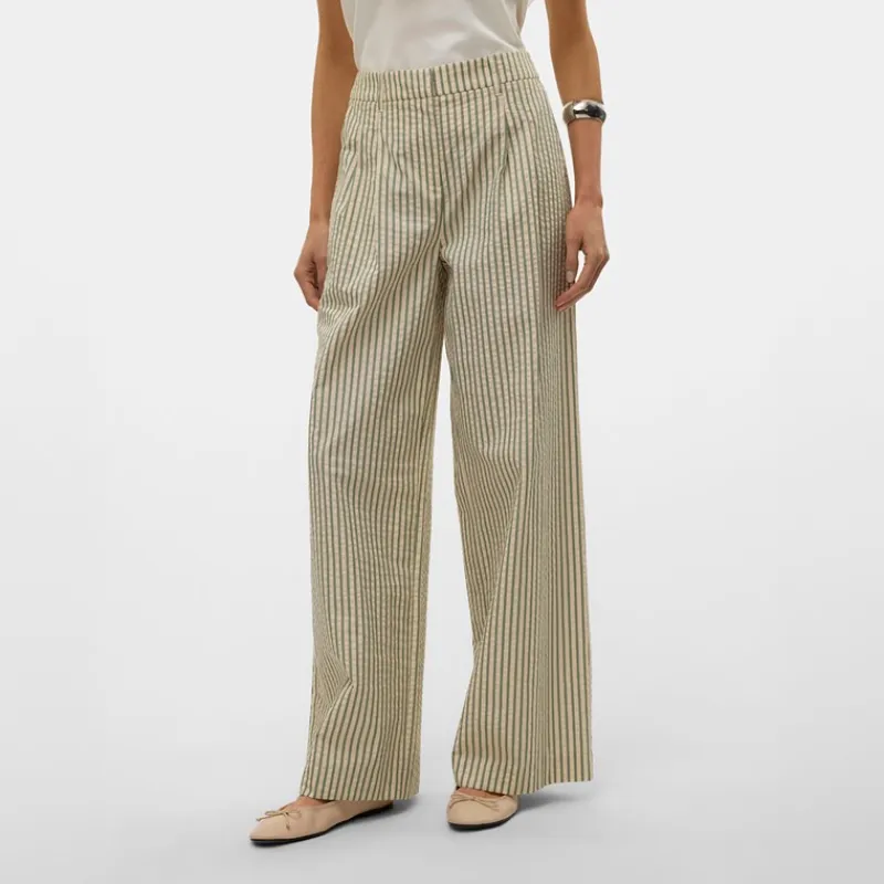 Hot Dame Siv Stribede Bukser Lysegrøn Dame Jeans, Bukser Og Leggings·Bukser