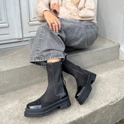 Hot Dameskoene The Belive Støvler 038 Black Patent Dame Støvler|Støvler
