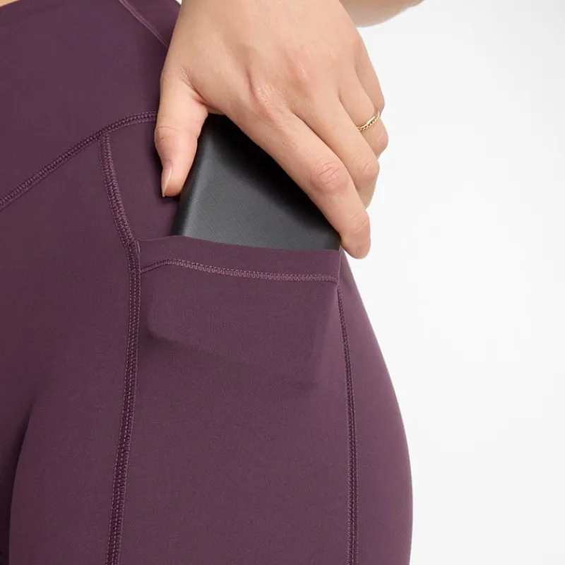 Hot Dame Slanke NB Dry Højtaljede Tætsiddende Leggings Blomme Brun Dame Sport Træningsbukser|Træning