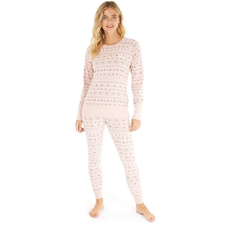 Dame Soffi Loungewear Set Stoflig Rosa Fairisle Dame Undertøj, Sokker Og Nattøj·Nattøj