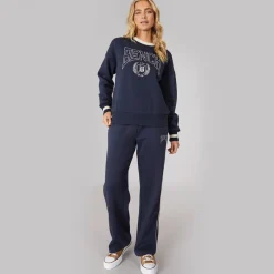 Hot Dame Sura Bred Ben Joggingbukser Navy Dame Træningsdragter Og Joggingbukser·Joggingbukser|Jeans, Bukser Og Leggings·Joggingbukser